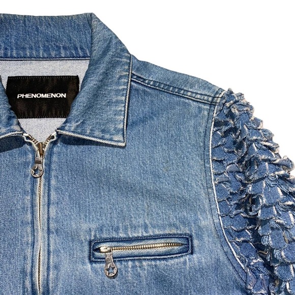 Phenomenon Hand cut Scalloped shredded sleeve jacket - Picture 2 of 5